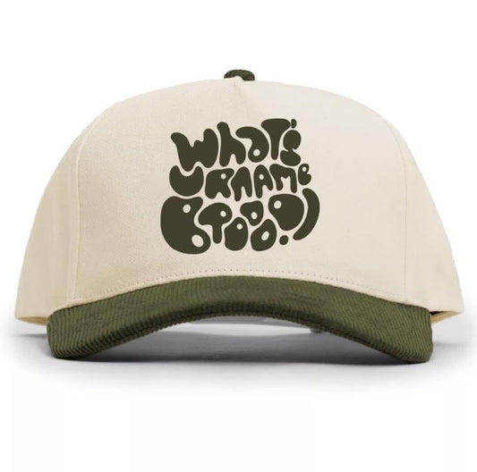 What's Ur Name Bro Hat - Cream/Olive Green